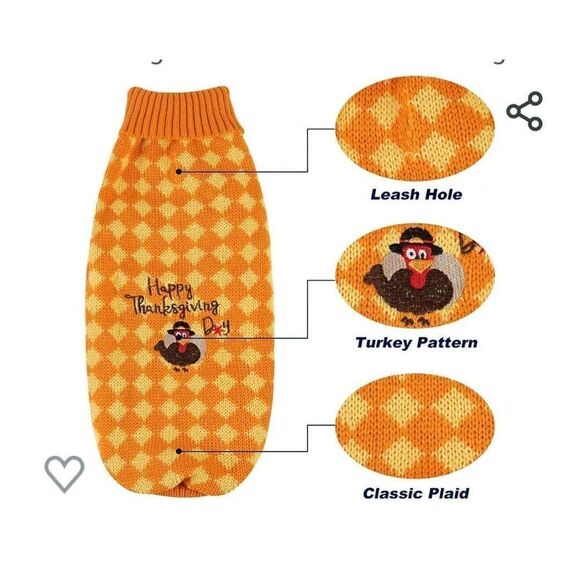 NWOT PET THANKSGIVING SWEATER - Picture 2 of 5